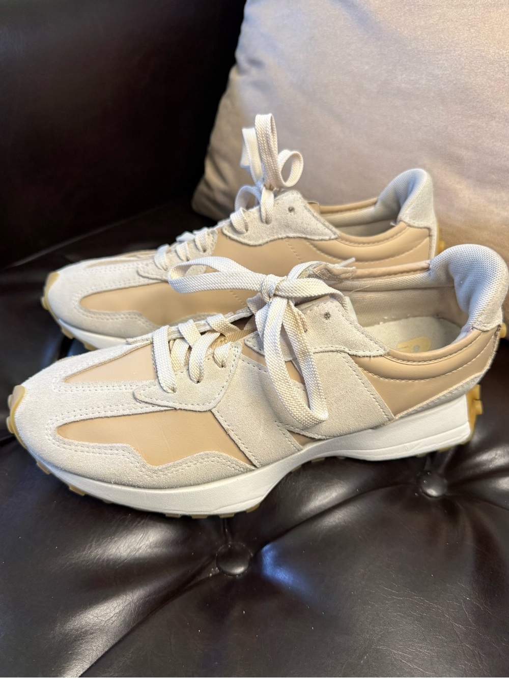 PRE-LOVED NEW BALANCE 327 BISQUE/CLAY SUEDE SNEAKERS - Sz Women’s 9.5/Men’s 8